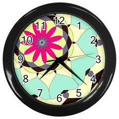 Pink Flower Wall Clocks (black) by digitaldivadesigns