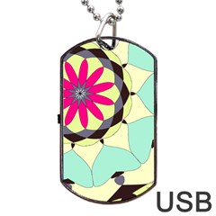 Pink Flower Dog Tag Usb Flash (two Sides) by digitaldivadesigns