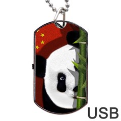 Panda Dog Tag Usb Flash (one Side) by Valentinaart