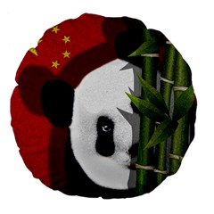 Panda Large 18  Premium Flano Round Cushions by Valentinaart