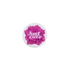 Just Cute Text Over Pink Rose 1  Mini Magnets by dflcprints