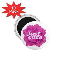 Just Cute Text Over Pink Rose 1 75  Magnets (10 Pack)  by dflcprints