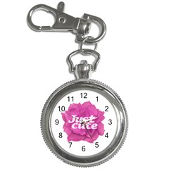 Just Cute Text Over Pink Rose Key Chain Watches by dflcprints