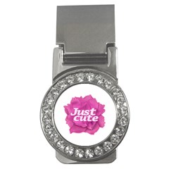 Just Cute Text Over Pink Rose Money Clips (cz)  by dflcprints