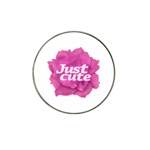 Just Cute Text Over Pink Rose Hat Clip Ball Marker Front