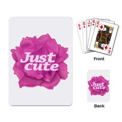 Just Cute Text Over Pink Rose Playing Card by dflcprints