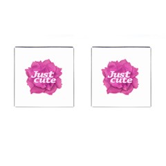 Just Cute Text Over Pink Rose Cufflinks (square) by dflcprints