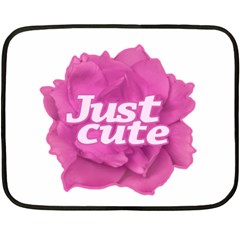 Just Cute Text Over Pink Rose Double Sided Fleece Blanket (mini)  by dflcprints