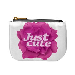 Just Cute Text Over Pink Rose Mini Coin Purses by dflcprints