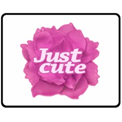 Just Cute Text Over Pink Rose Fleece Blanket (medium)  by dflcprints