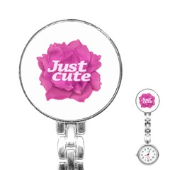 Just Cute Text Over Pink Rose Stainless Steel Nurses Watch by dflcprints