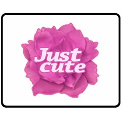 Just Cute Text Over Pink Rose Double Sided Fleece Blanket (medium)  by dflcprints