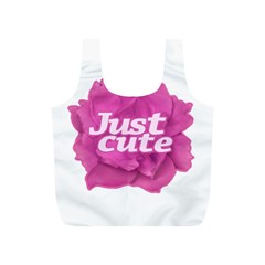 Just Cute Text Over Pink Rose Full Print Recycle Bags (s)  by dflcprints