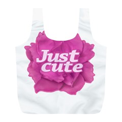 Just Cute Text Over Pink Rose Full Print Recycle Bags (l)  by dflcprints