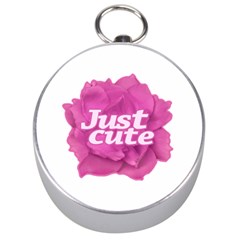 Just Cute Text Over Pink Rose Silver Compasses by dflcprints