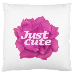 Just Cute Text Over Pink Rose Standard Flano Cushion Case (one Side)