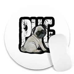 Pug Round Mousepads by Valentinaart