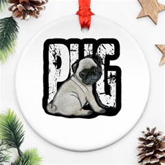 Pug Ornament (round) by Valentinaart