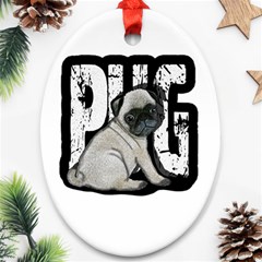 Pug Ornament (oval) by Valentinaart