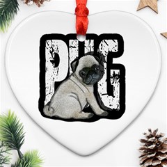 Pug Ornament (Heart)