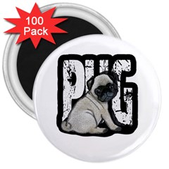 Pug 3  Magnets (100 Pack) by Valentinaart