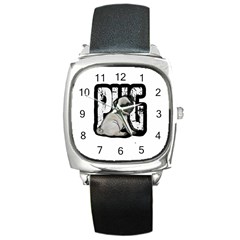 Pug Square Metal Watch