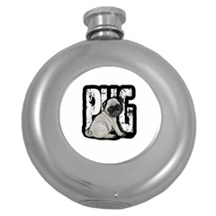 Pug Round Hip Flask (5 Oz) by Valentinaart