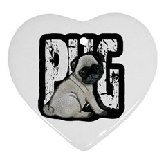 Pug Heart Ornament (Two Sides)