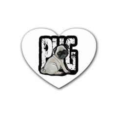 Pug Heart Coaster (4 Pack)  by Valentinaart