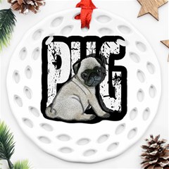 Pug Round Filigree Ornament (two Sides) by Valentinaart