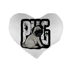 Pug Standard 16  Premium Heart Shape Cushions