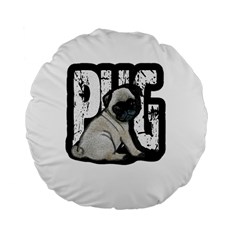 Pug Standard 15  Premium Flano Round Cushions by Valentinaart