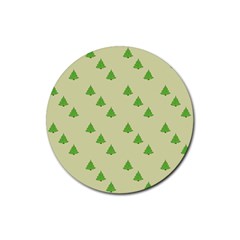 Christmas Wrapping Paper Pattern Rubber Round Coaster (4 pack) 