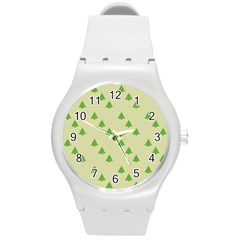 Christmas Wrapping Paper Pattern Round Plastic Sport Watch (M)