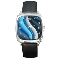 Abstract Pattern Lines Wave Square Metal Watch by Nexatart