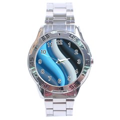 Abstract Pattern Lines Wave Stainless Steel Analogue Watch by Nexatart