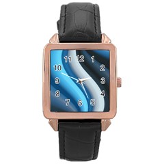 Abstract Pattern Lines Wave Rose Gold Leather Watch 