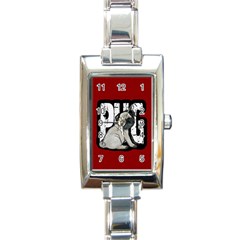 Pug Rectangle Italian Charm Watch by Valentinaart