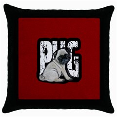 Pug Throw Pillow Case (black) by Valentinaart