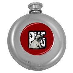 Pug Round Hip Flask (5 Oz) by Valentinaart