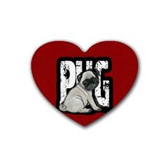 Pug Heart Coaster (4 Pack)  by Valentinaart