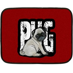 Pug Double Sided Fleece Blanket (mini)  by Valentinaart