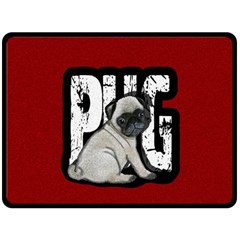 Pug Fleece Blanket (large)  by Valentinaart