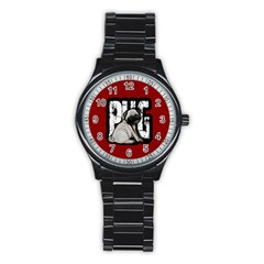 Pug Stainless Steel Round Watch by Valentinaart