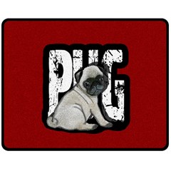 Pug Double Sided Fleece Blanket (medium)  by Valentinaart