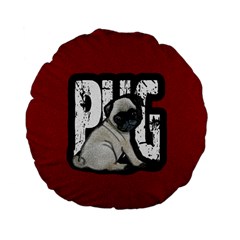 Pug Standard 15  Premium Flano Round Cushions by Valentinaart