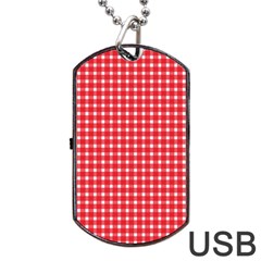 Pattern Diamonds Box Red Dog Tag Usb Flash (one Side) by Nexatart