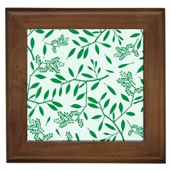 Leaves Foliage Green Wallpaper Framed Tiles by Nexatart