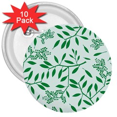 Leaves Foliage Green Wallpaper 3  Buttons (10 Pack)  by Nexatart