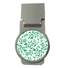 Leaves Foliage Green Wallpaper Money Clips (round)  by Nexatart